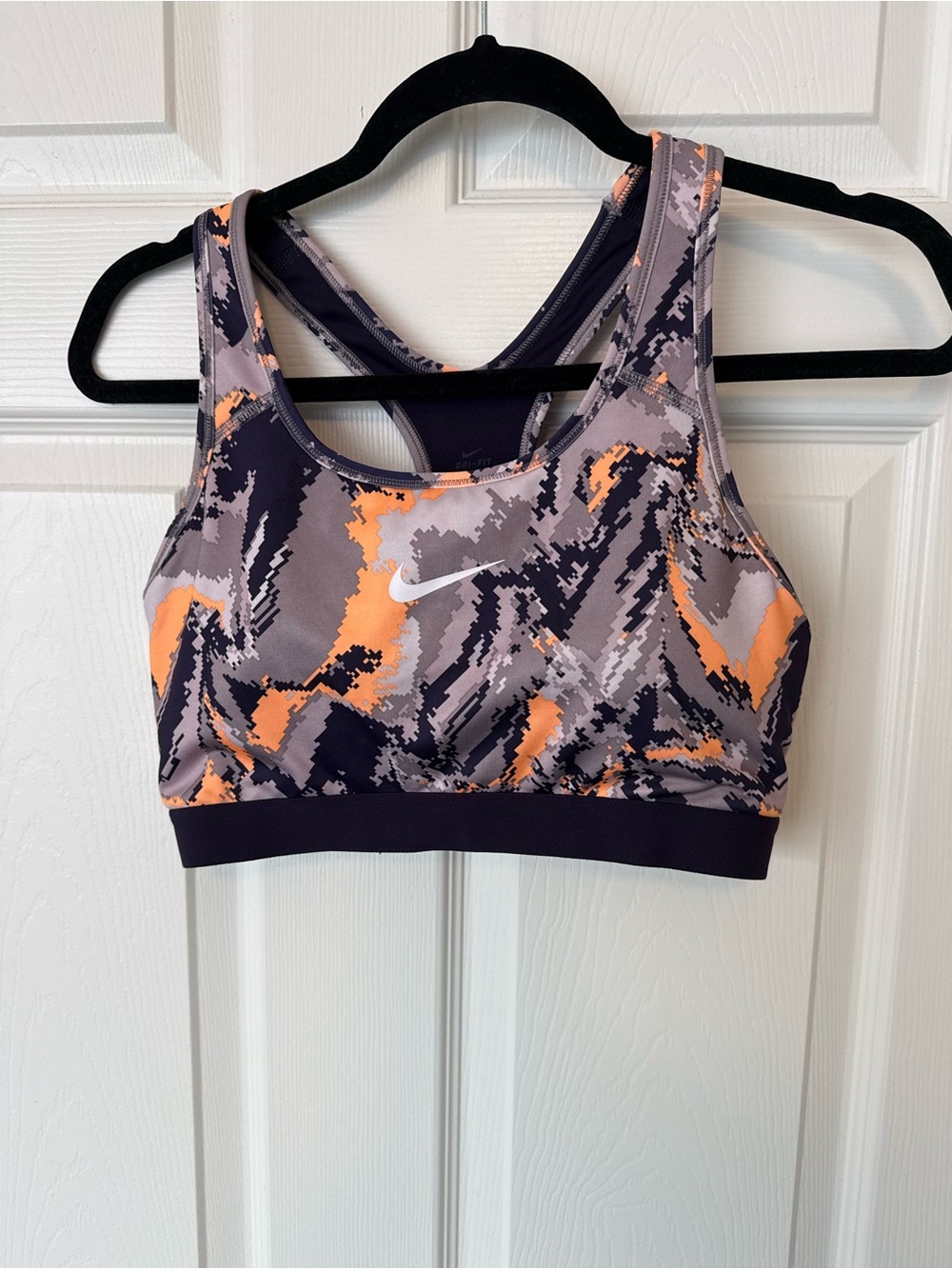 Nike Purple & Orange Abstract Racerback Sports Bra